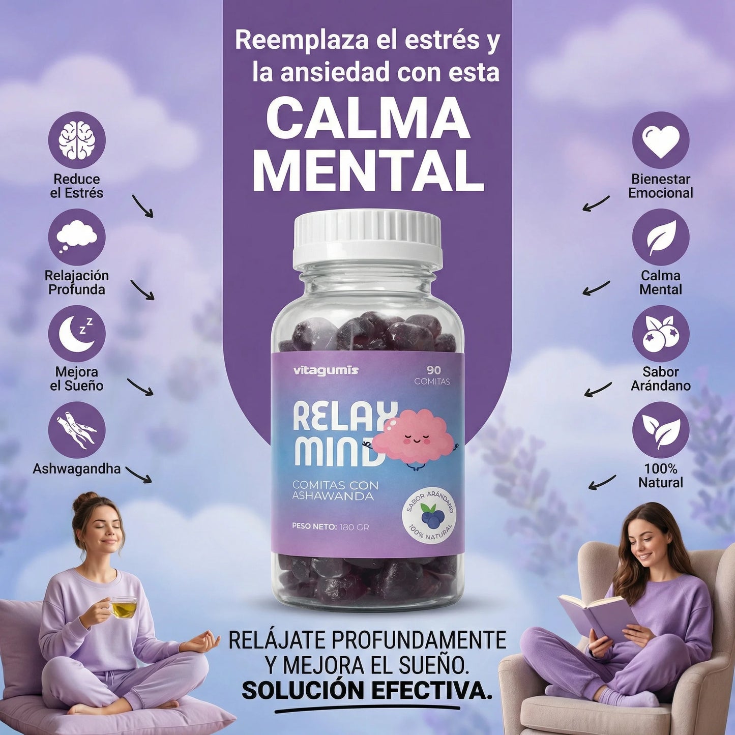 RELAX MIND - 90 GOMITAS CON ASHWAGANDHA